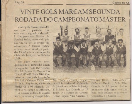 Reportagem feita pelo jornal GAZETA DO CENTRO OESTE, em 03 de Fevereiro de 1996 na foto time do Grêmio União.